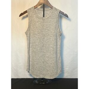 Athleta Womens Grey Heather Striped Sleeveless Muscle Tank Top XXS Relaxed Fit
